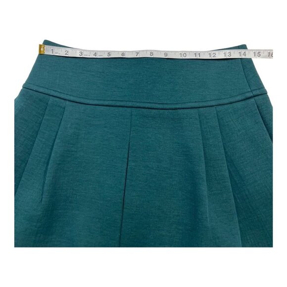 Vince Womens S Pleated Front Mini Skirt Dark Green Pockets Back Zip - Picture 5 of 6